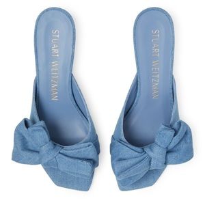 Stuart Weitzman “love knot “slide size 8 denim new!